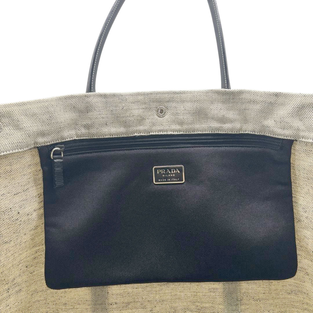 PRADA グレー キャンバス トートバッグ PRADA グレー キャンバストートバッグ