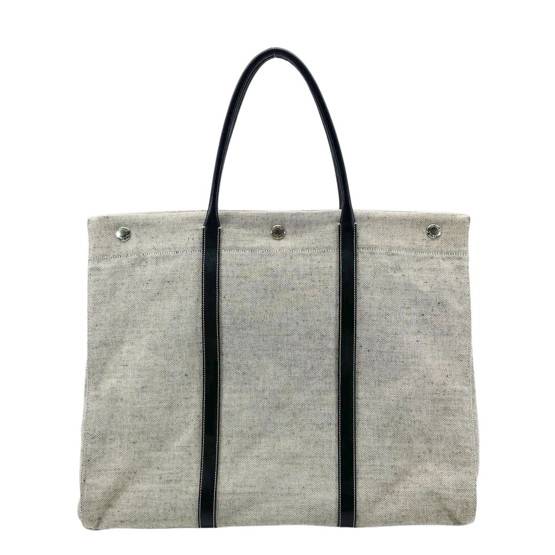 PRADA プラダ トートバッグ キャンバス/レザー グレー/ブラック