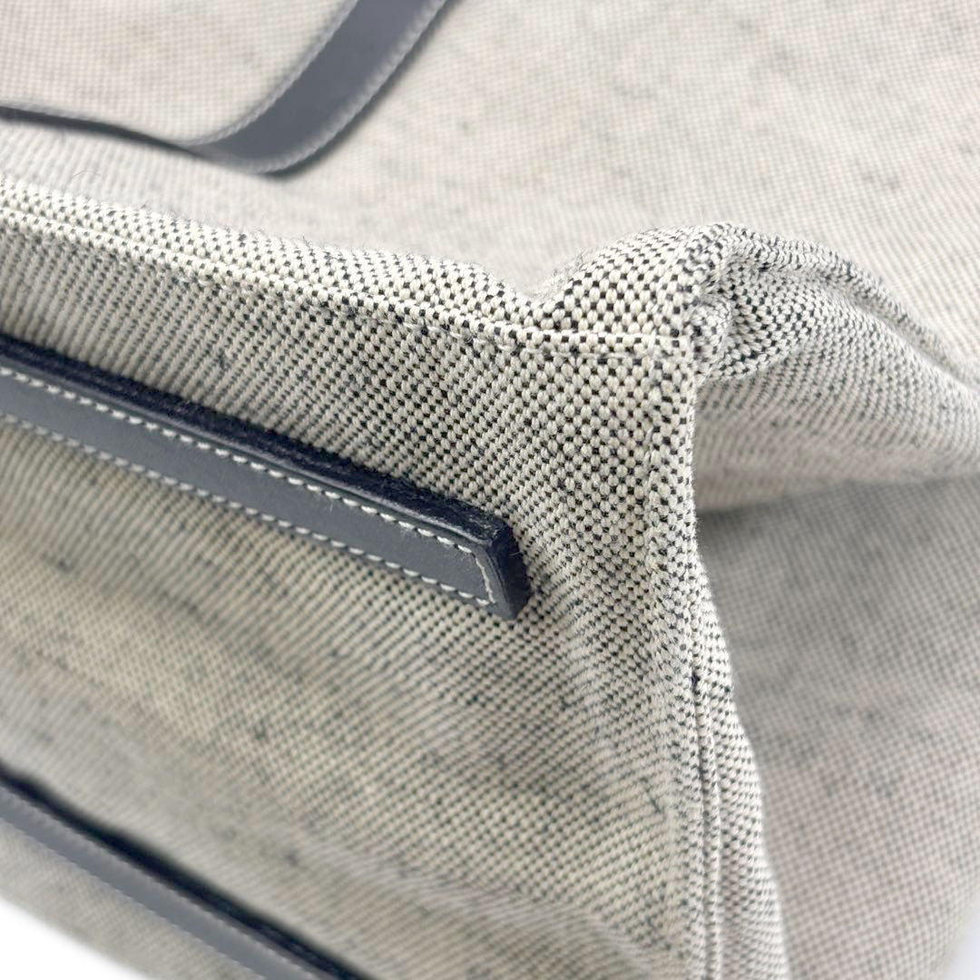 PRADA プラダ トートバッグ キャンバス/レザー グレー/ブラック