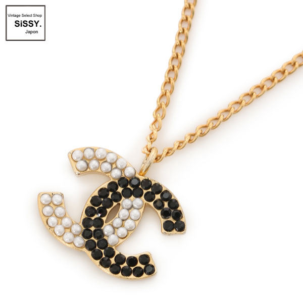 ■シャネル■ ココマーク ネックレス フェイクパール カラーストーン ゴールド ブラック アイボリー 03C 【CHANEL】
