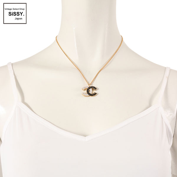 ■シャネル■ ココマーク ネックレス フェイクパール カラーストーン ゴールド ブラック アイボリー 03C 【CHANEL】