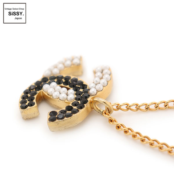 ■シャネル■ ココマーク ネックレス フェイクパール カラーストーン ゴールド ブラック アイボリー 03C 【CHANEL】