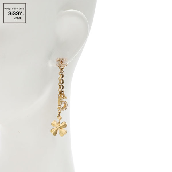 CHANEL ゴールド クローバー ナンバー　5 ロングピアス □シャネル□ ココマーク NO.5 ピアス クローバーモチーフ