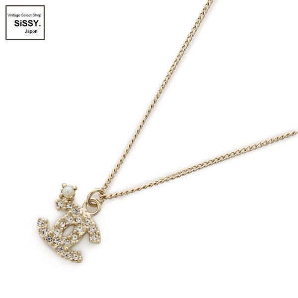 ■シャネル■ ココマーク ネックレス ラインストーン フェイクパール ゴールド 09A 【CHANEL】