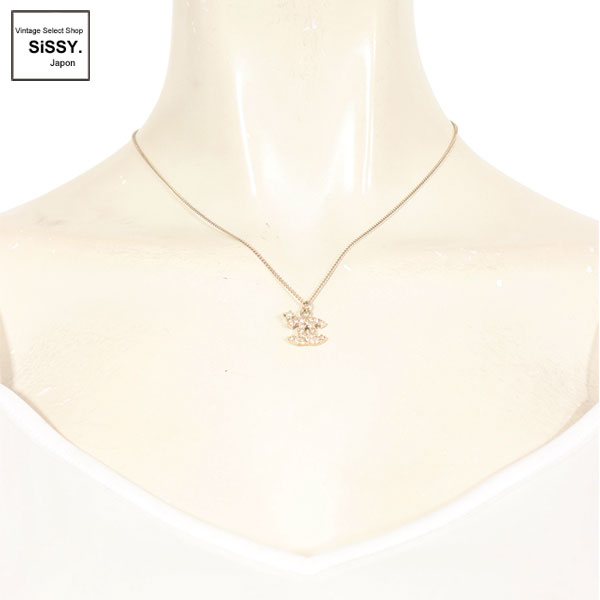 ■シャネル■ ココマーク ネックレス ラインストーン フェイクパール ゴールド 09A 【CHANEL】