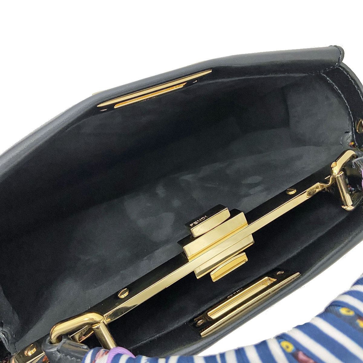 FENDI フェンディ 2WAY ハンドバッグ ピーカブー スペシャルオーダー レザー ビジュー ツイリー付き ブラック