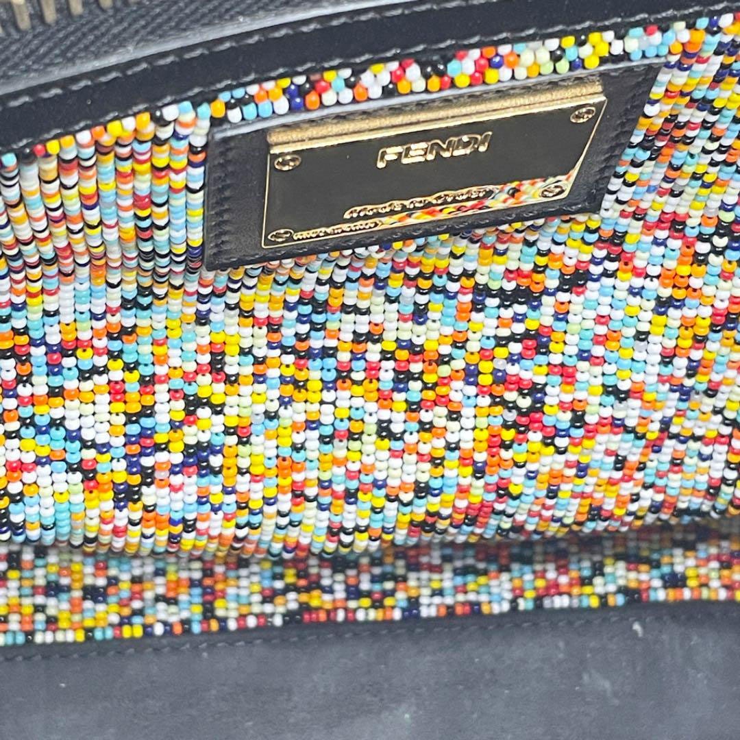 FENDI フェンディ 2WAY ハンドバッグ ピーカブー スペシャルオーダー レザー ビジュー ツイリー付き ブラック