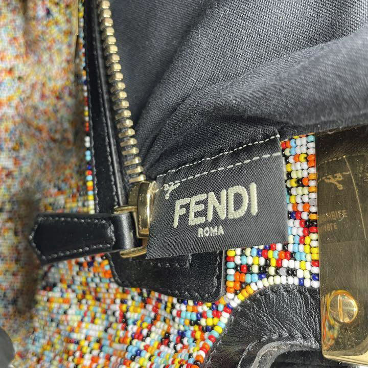 FENDI フェンディ 2WAY ハンドバッグ ピーカブー スペシャルオーダー レザー ビジュー ツイリー付き ブラック