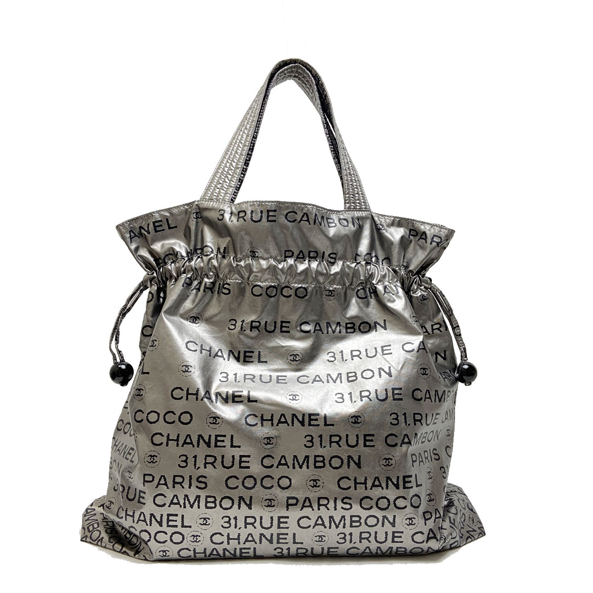 CHANEL トートバッグ　 シルバー　アンリミテッド CHANEL シャネル アンリミテッド 巾着トートバッグ ナイロン シルバー