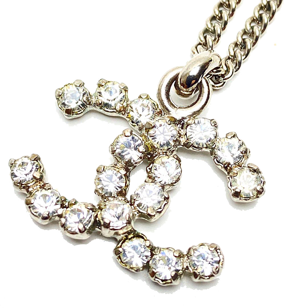 CHANEL シャネル ネックレス ココマーク ラインストーン 05V シルバー