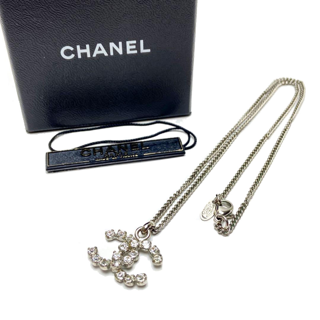 CHANEL シャネル ネックレス ココマーク ラインストーン 05V シルバー