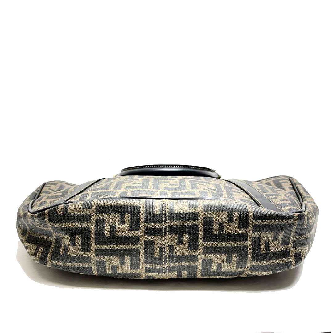 FENDI フェンディ ズッカ ハンドバッグ トートバッグ PVC レザー ブラウン