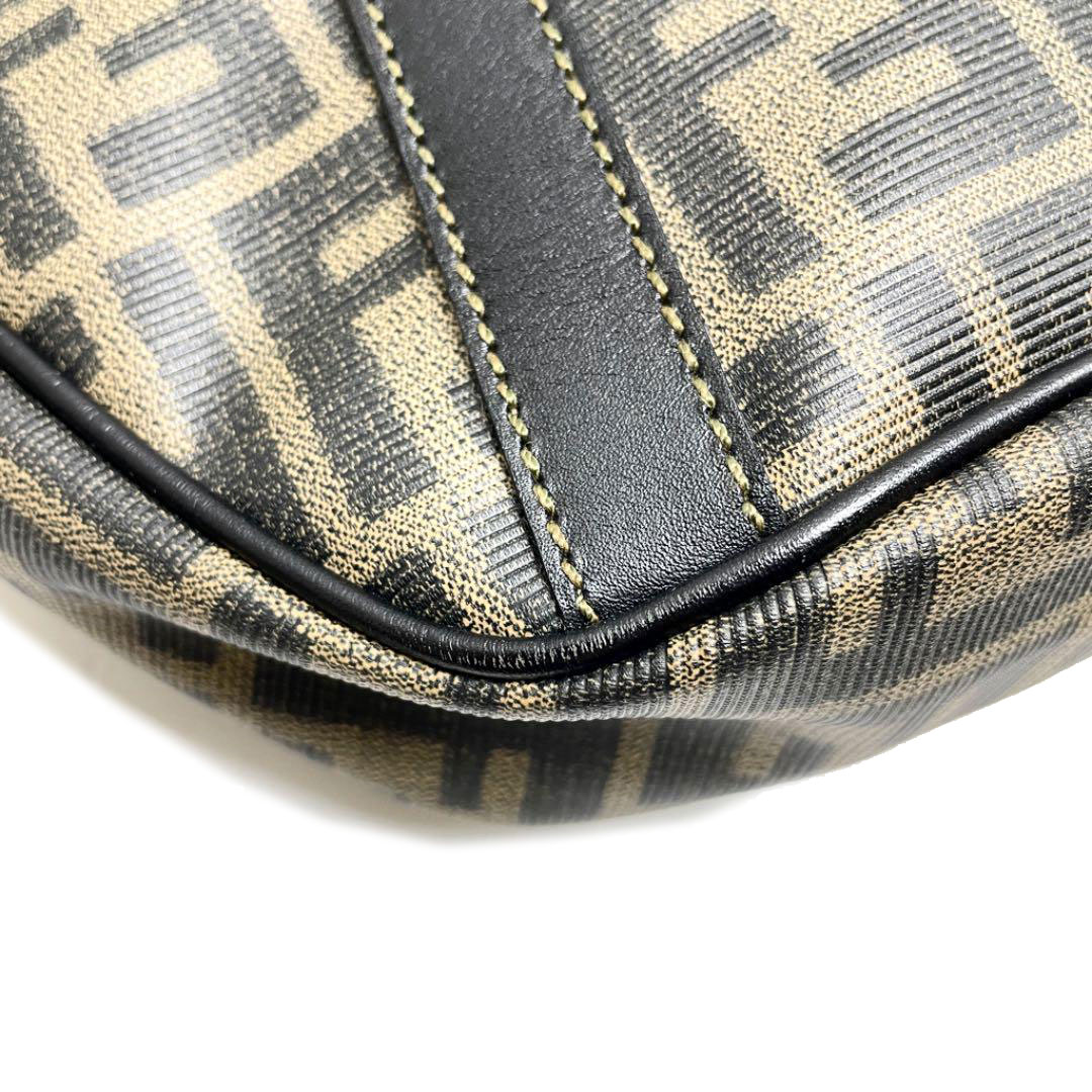 FENDI フェンディ ズッカ ハンドバッグ トートバッグ PVC レザー ブラウン
