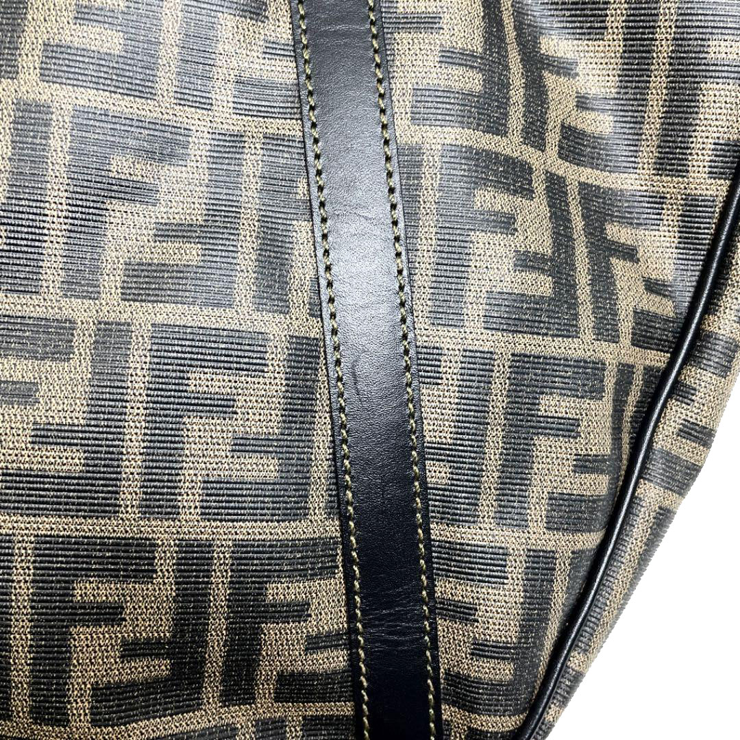 FENDI フェンディ ズッカ ハンドバッグ トートバッグ PVC レザー ブラウン