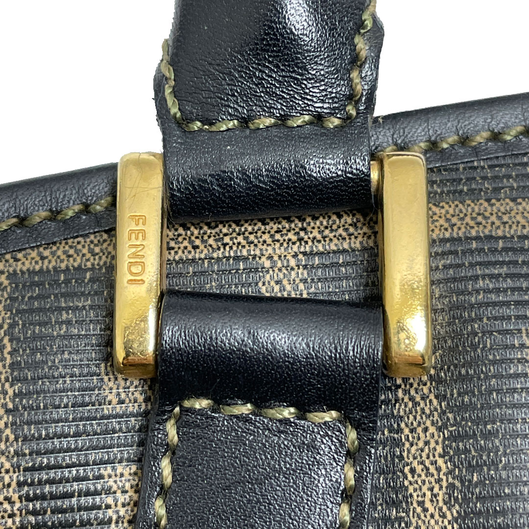 FENDI フェンディ ズッカ ハンドバッグ トートバッグ PVC レザー ブラウン