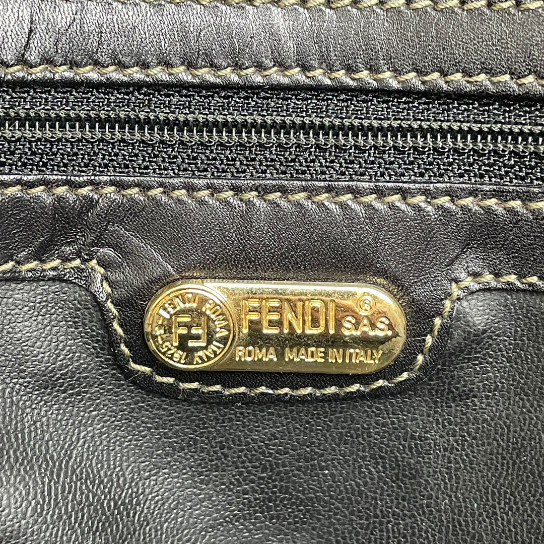 FENDI フェンディ ズッカ ハンドバッグ トートバッグ PVC レザー ブラウン