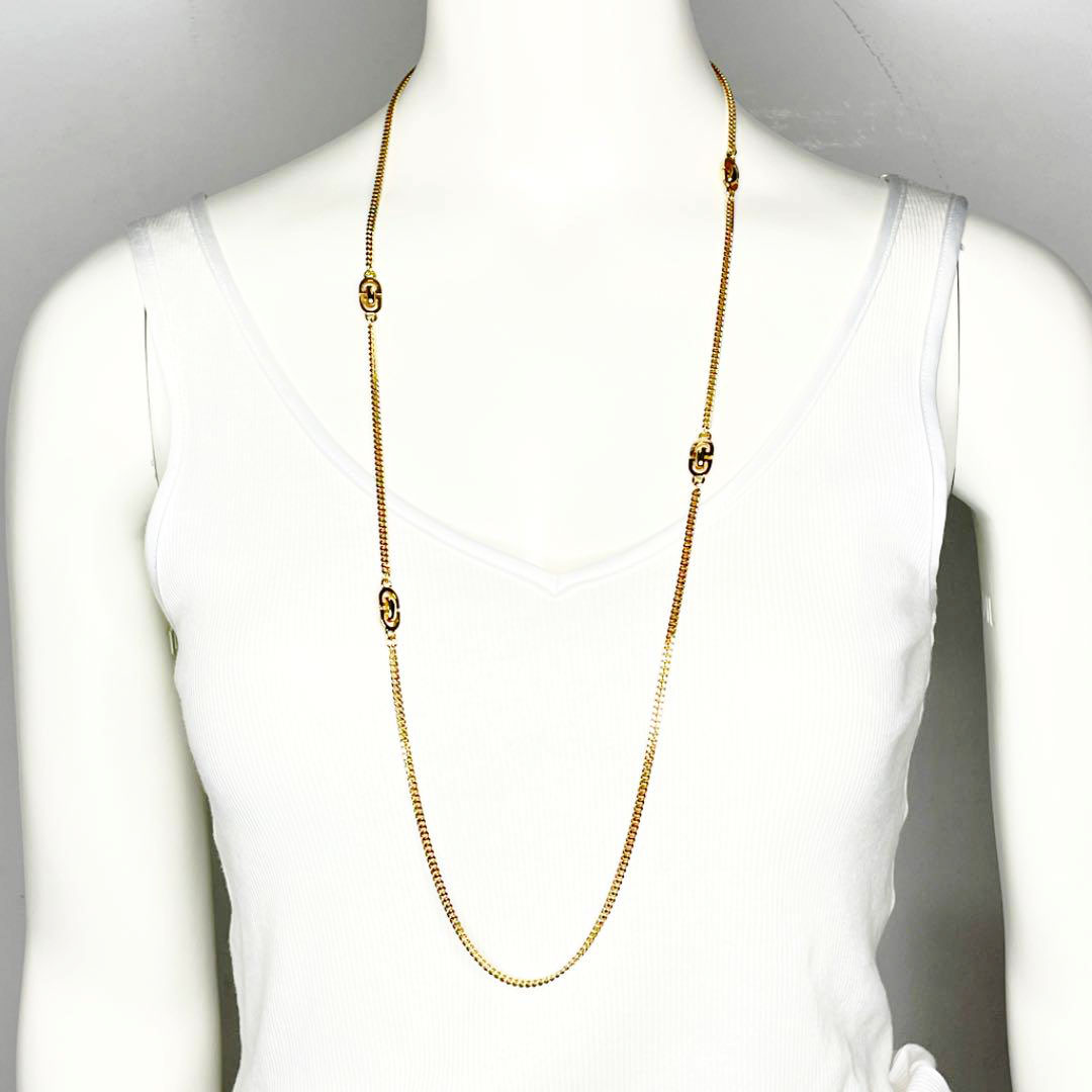 Christian Dior クリスチャンディオール ロングネックレス CDロゴ ゴールド