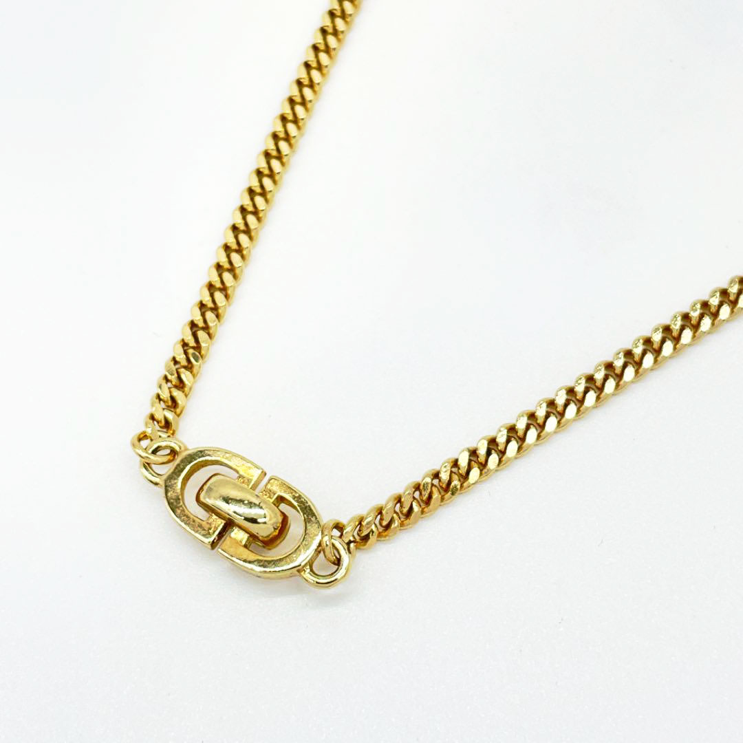 Christian Dior クリスチャンディオール ロングネックレス CDロゴ ゴールド