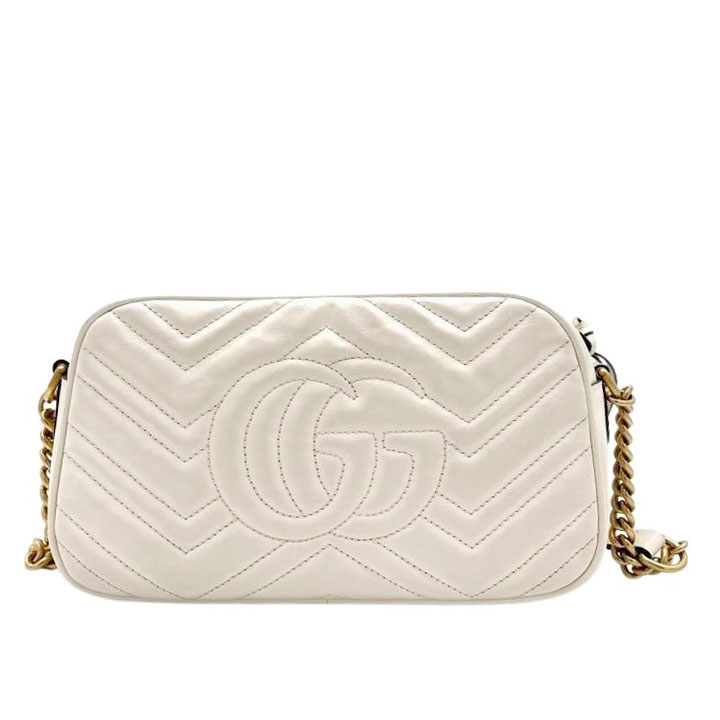 【貴重アイテム】GUCCI　グッチ　ショルダーバッグ　ユニセックス　ホワイト GUCCI グッチ ショルダーバッグ GGマーモント ホワイト 447632