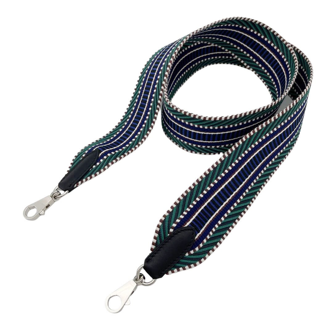 HERMES エルメス バンドリエール サングル カヴァル 50mm ショルダーストラップ マラカイト/ブルーエレクトリック/ブラック シルバー金具 A刻印