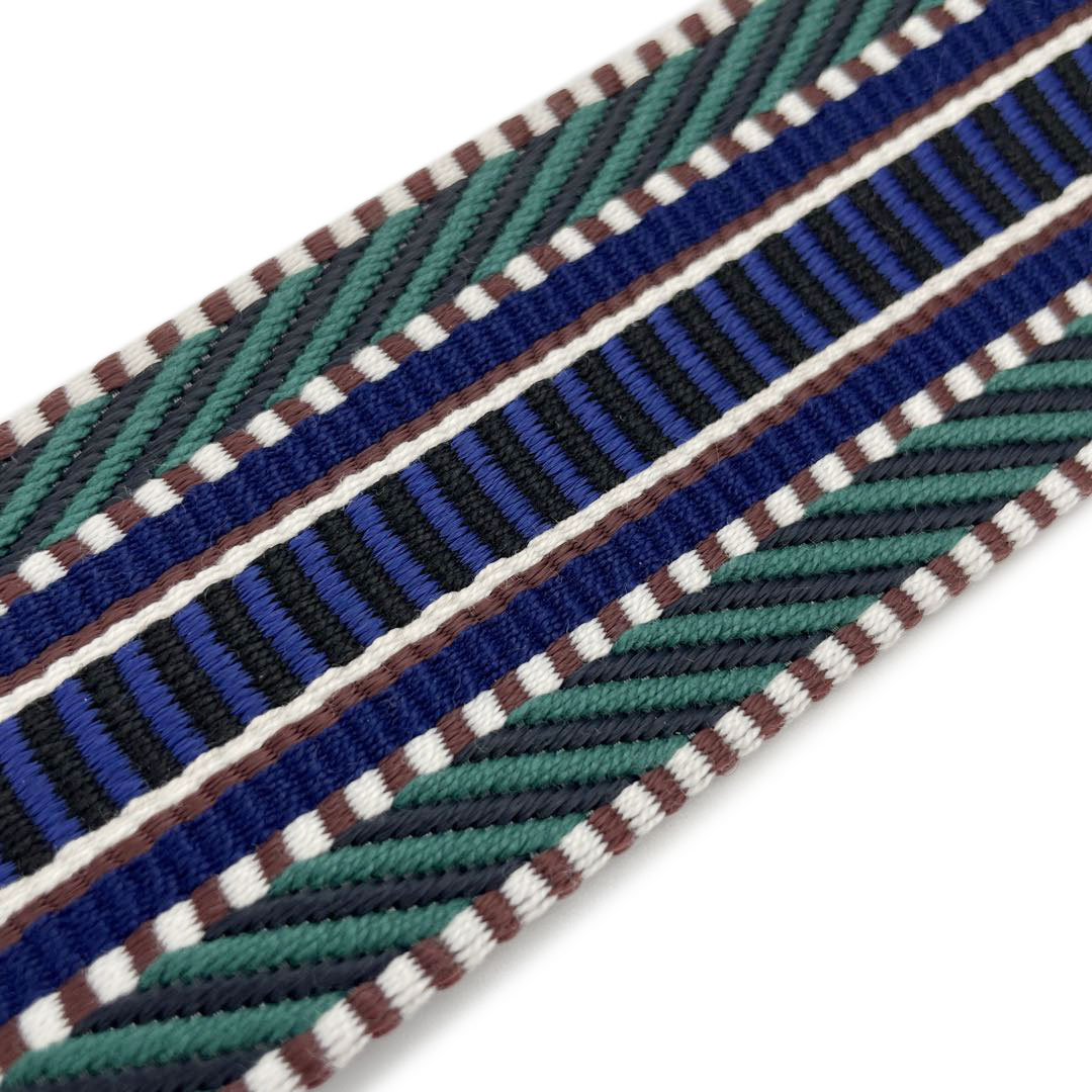 HERMES エルメス バンドリエール サングル カヴァル 50mm ショルダーストラップ マラカイト/ブルーエレクトリック/ブラック シルバー金具 A刻印