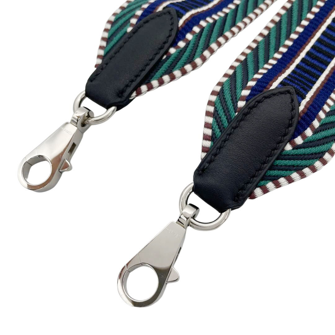 HERMES エルメス バンドリエール サングル カヴァル 50mm ショルダーストラップ マラカイト/ブルーエレクトリック/ブラック シルバー金具 A刻印