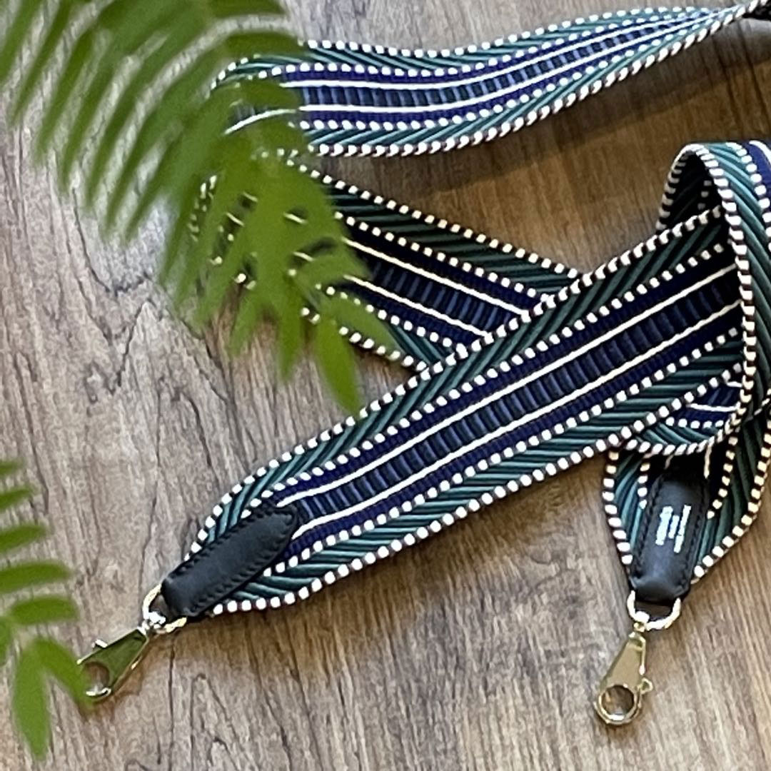 HERMES エルメス バンドリエール サングル カヴァル 50mm ショルダーストラップ マラカイト/ブルーエレクトリック/ブラック シルバー金具 A刻印