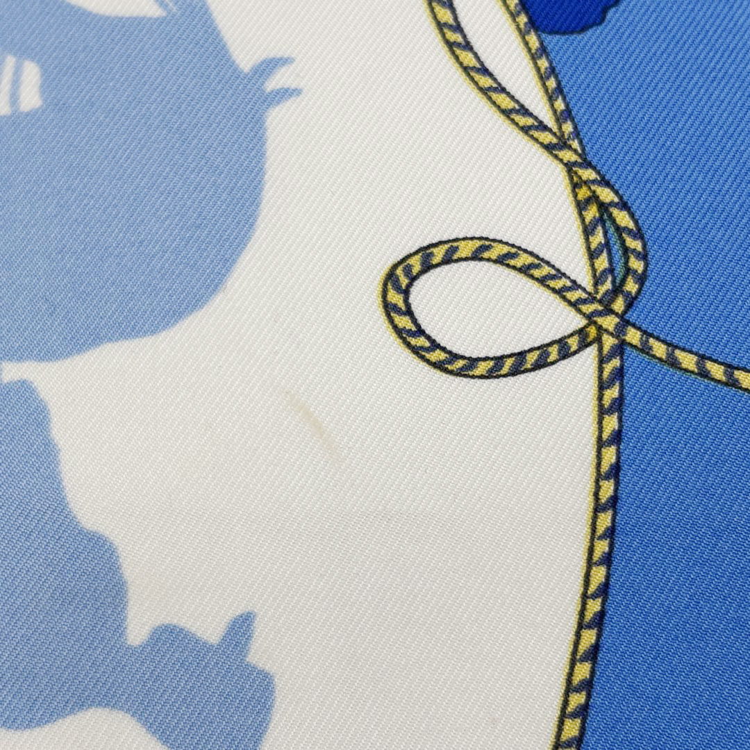 HERMES エルメス スカーフ カレ90 『feria de sevilla(セビリアの休日)』 シルク ブルー系