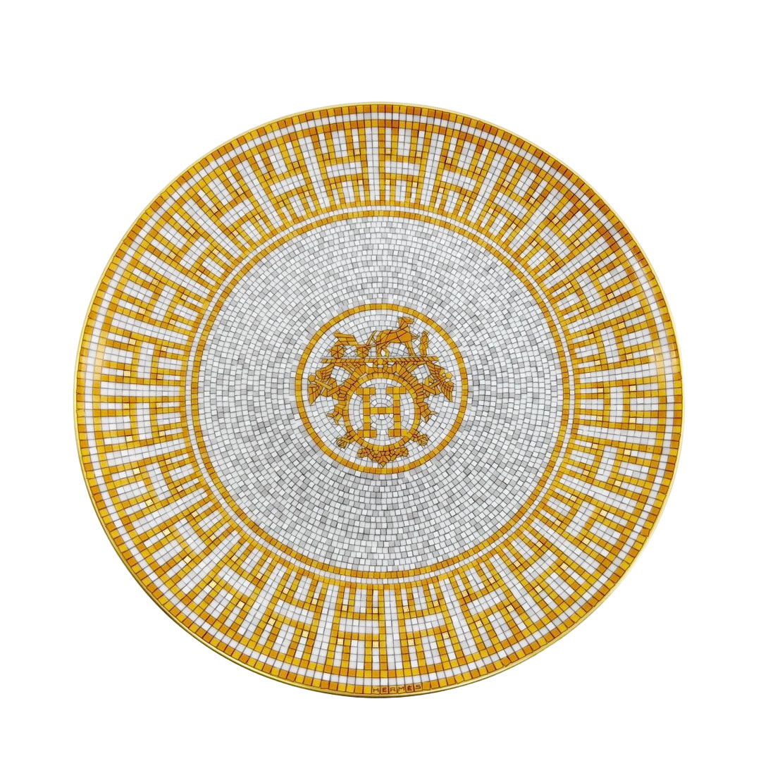 エルメス モザイク 24 デザート プレート ゴールド 21cm 美品 HERMES エルメス モザイク24 ヴァンキャトル デザートプレート 21cm