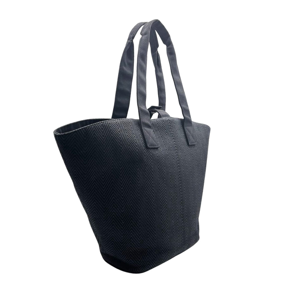 HERMES エルメス トートバッグ パニエドプラージュPM トワルシェブロン ブラック
