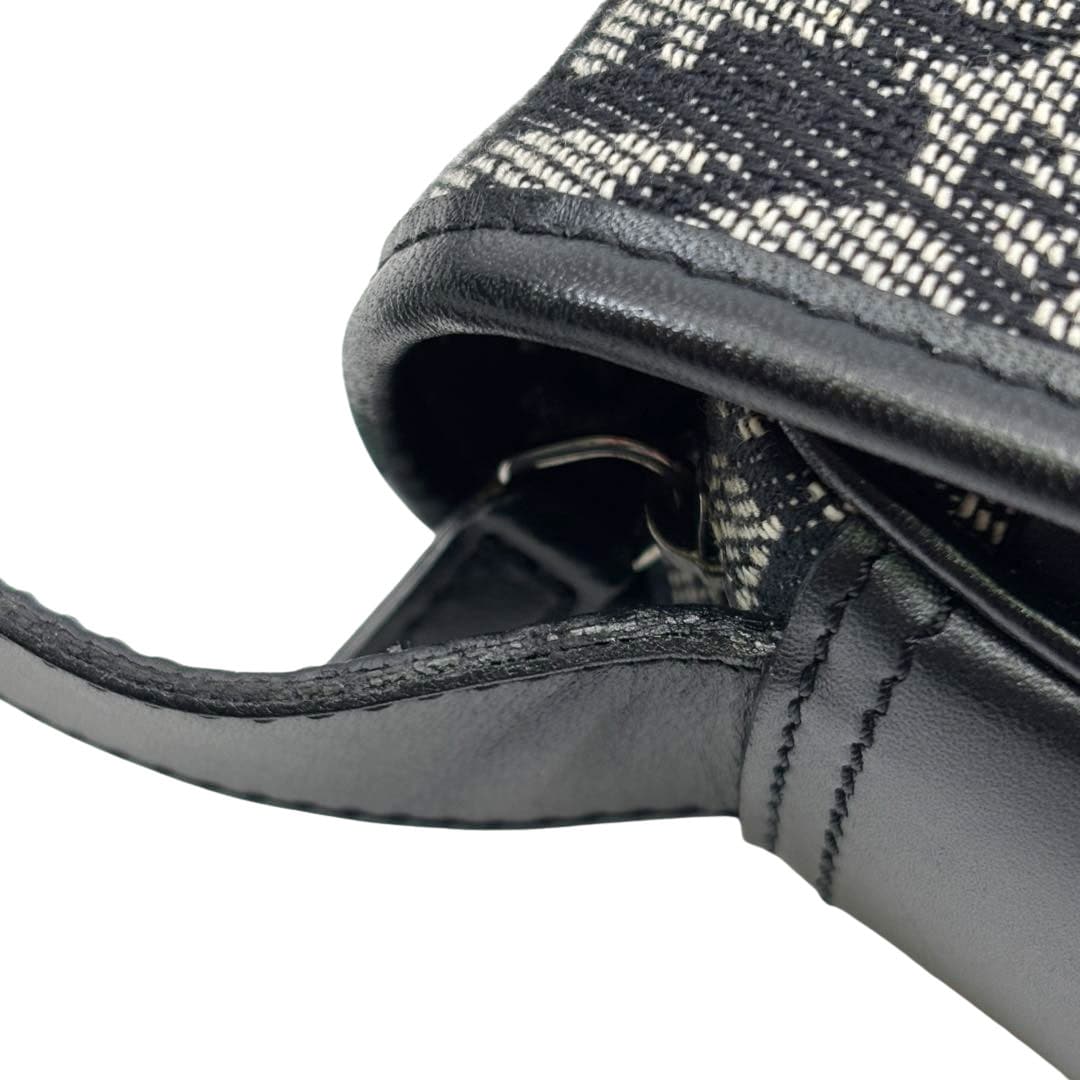 Christian Dior クリスチャンディオール トロッター ショルダーバッグ キャンバス/レザー ブラック/グレー SL044036