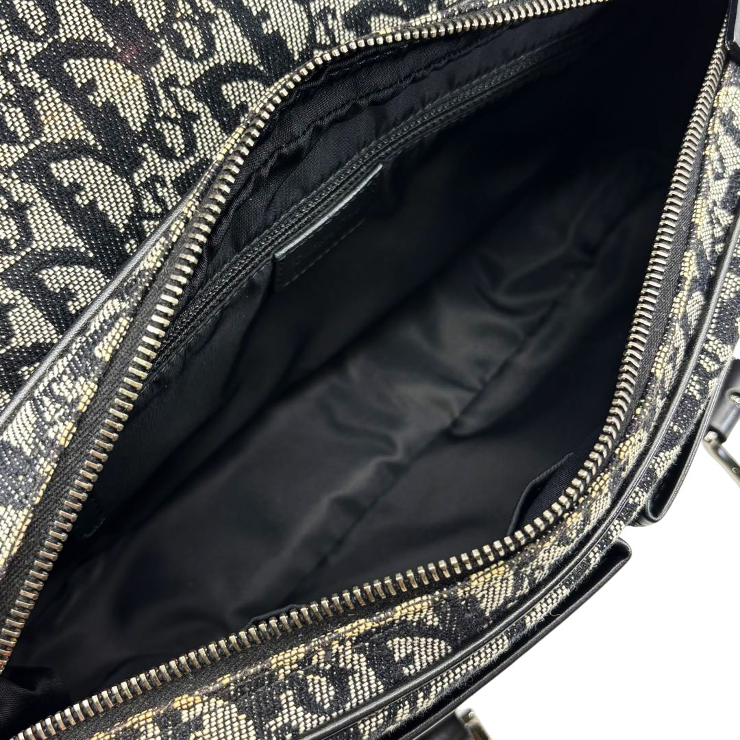 Christian Dior クリスチャンディオール トロッター ショルダーバッグ キャンバス/レザー ブラック/グレー SL044036