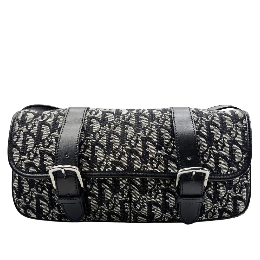 Christian Dior クリスチャンディオール トロッター ショルダーバッグ キャンバス/レザー ブラック/グレー SL044036