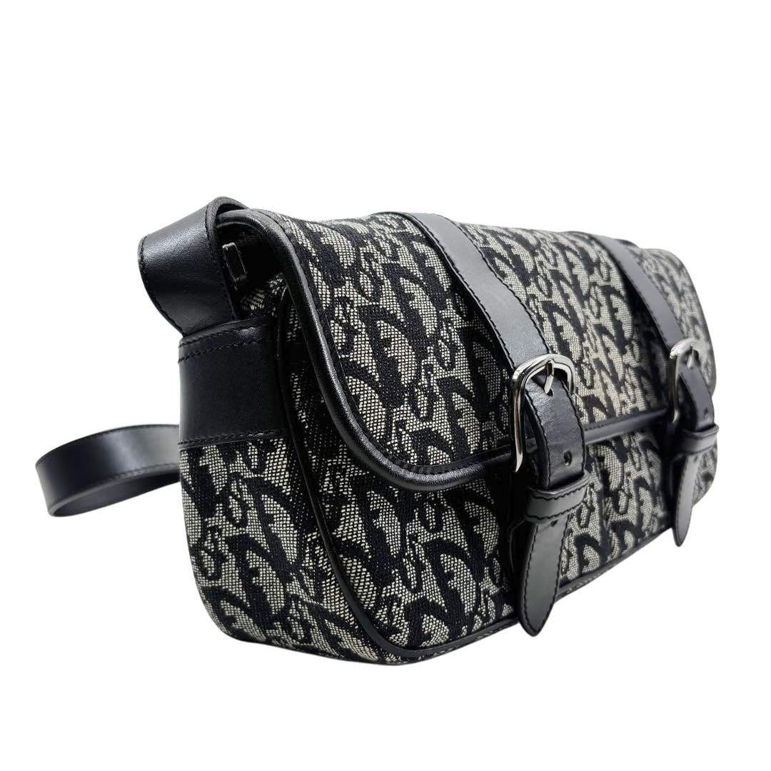 Christian Dior クリスチャンディオール トロッター ショルダーバッグ キャンバス/レザー ブラック/グレー SL044036