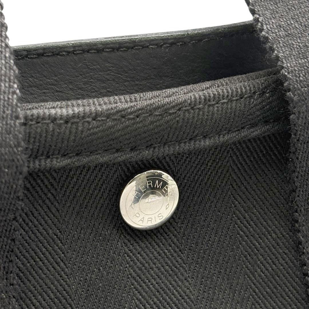 HERMES エルメス ハンドバッグ ヴァルパライソPM トワルシェブロン/レザー ブラック