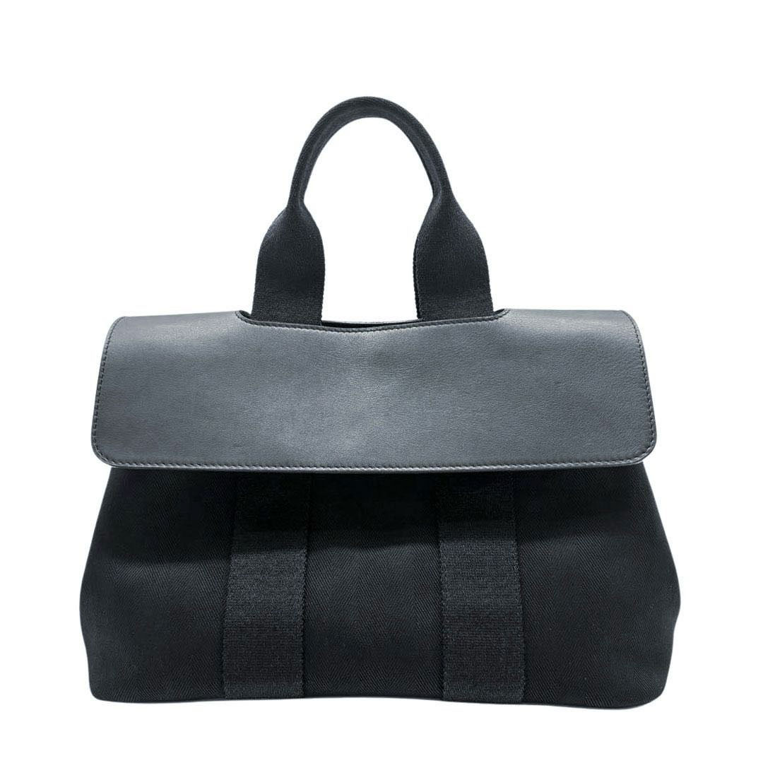 HERMES エルメス ハンドバッグ ヴァルパライソPM トワルシェブロン/レザー ブラック