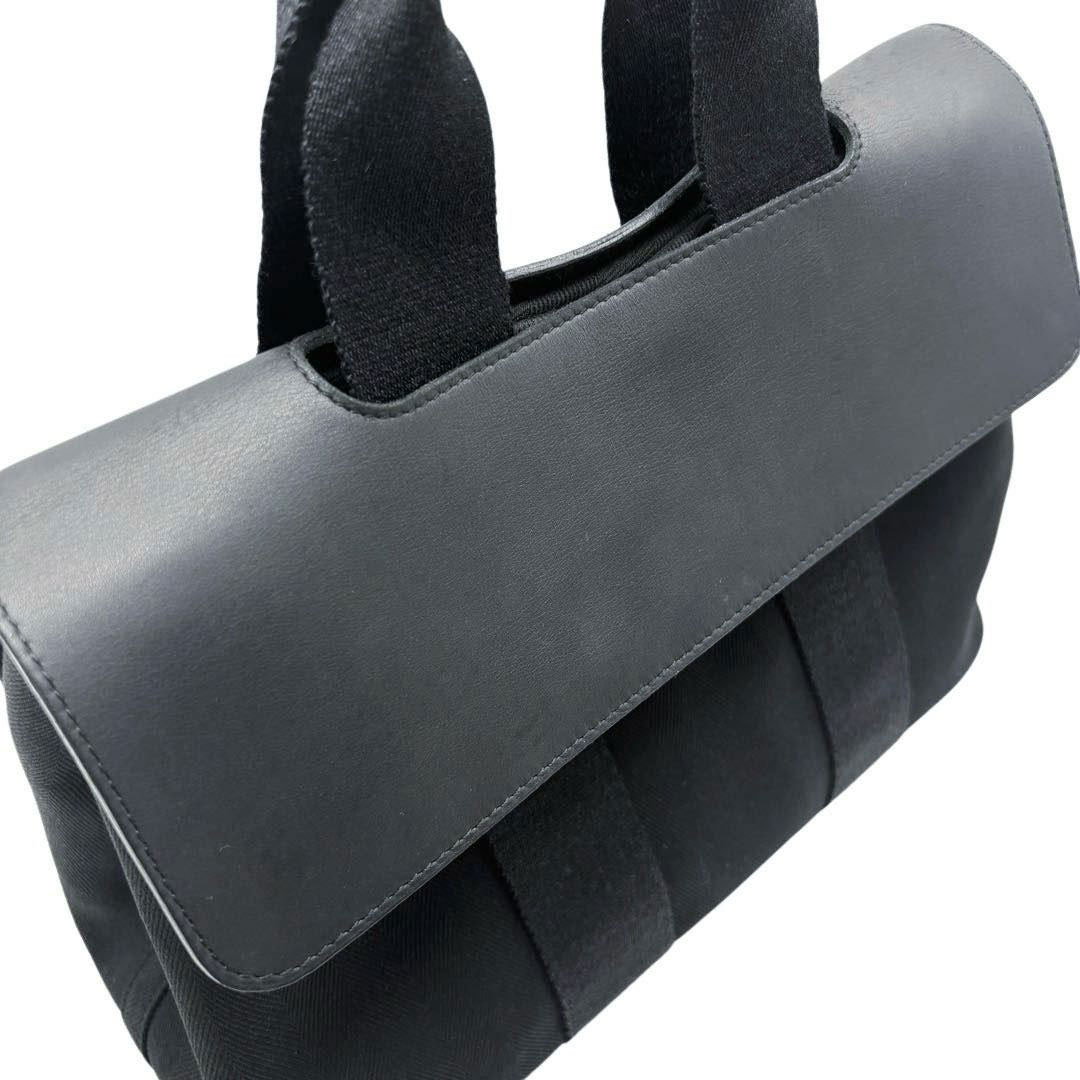 HERMES エルメス ハンドバッグ ヴァルパライソPM トワルシェブロン/レザー ブラック