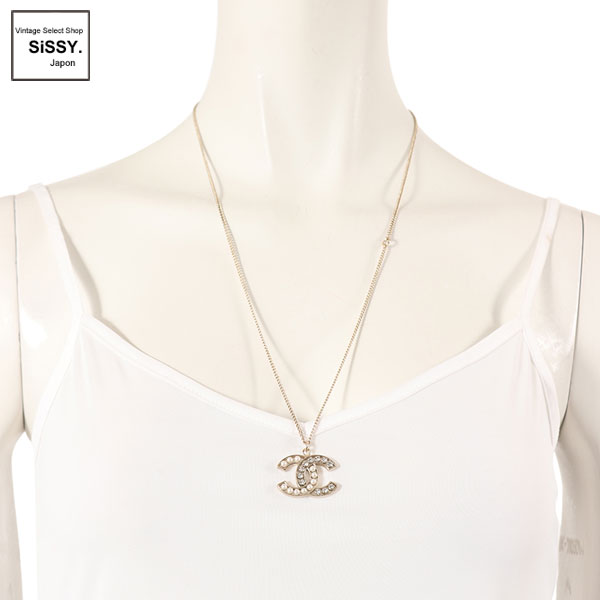 【良品】CHANEL ココマークフェイクパールネックレス B14B □シャネル□ ココマーク ネックレス フェイクパール ライン