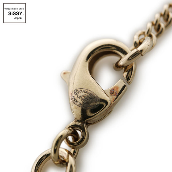 ■シャネル■ ココマーク ネックレス グリーン ゴールド ツイード 14S 【CHANEL】