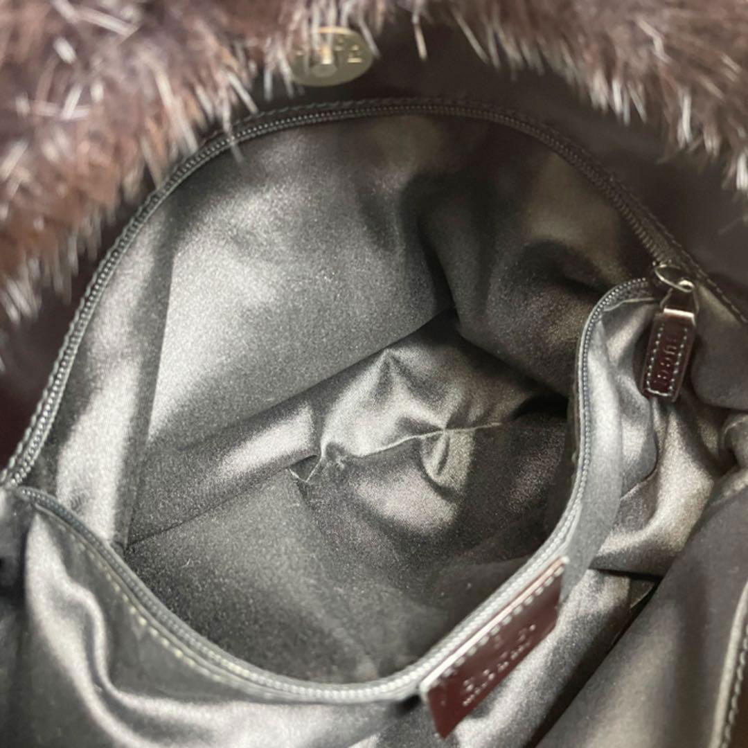 GUCCI グッチ ワンショルダーバッグ ファー ダークブラウン 000