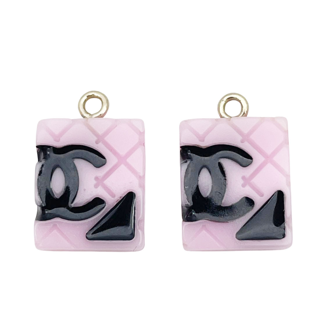 CHANEL シャネル フープピアス カンボン ココマーク 05C ピンク ブラック ゴールド金具