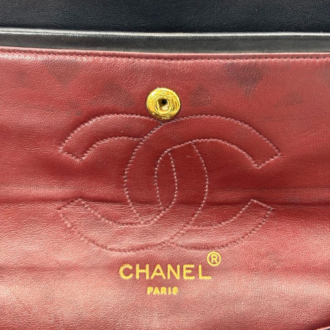 CHANEL シャネル マトラッセ25 チェーンショルダーバッグ ラムスキン ブラック ゴールド金具 17番台