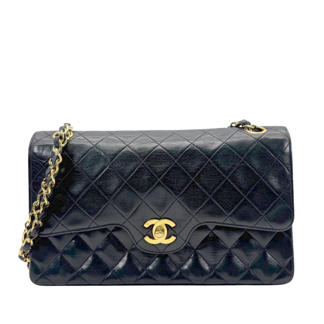 CHANEL シャネル マトラッセ25 チェーンショルダーバッグ ラムスキン ブラック ゴールド金具 17番台