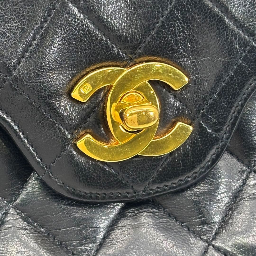 CHANEL シャネル マトラッセ25 チェーンショルダーバッグ ラムスキン ブラック ゴールド金具 17番台