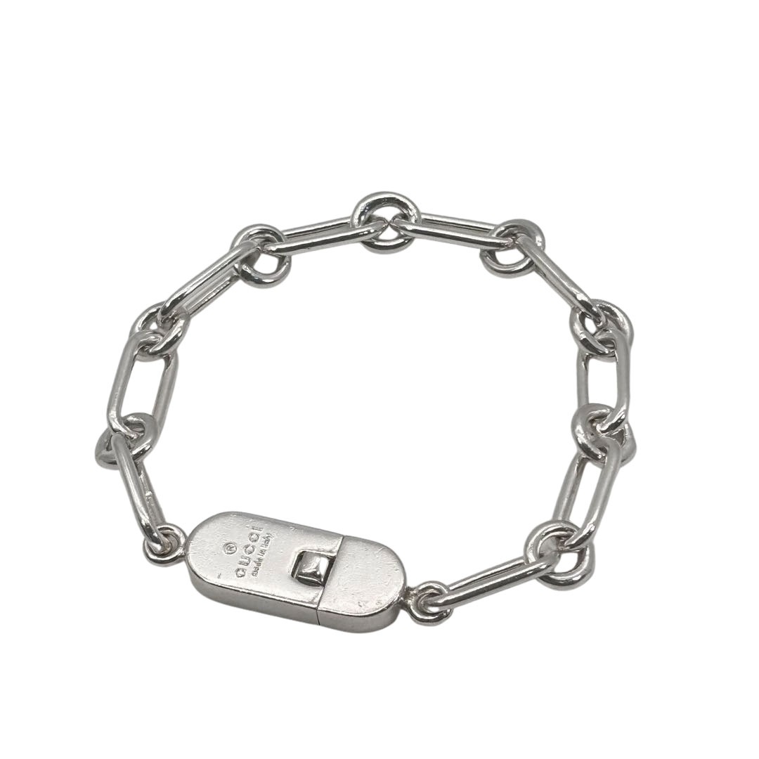 GUCCI グッチ ヴィンテージブレスレット エリプス ロックチェーン シルバー925 18.9g
