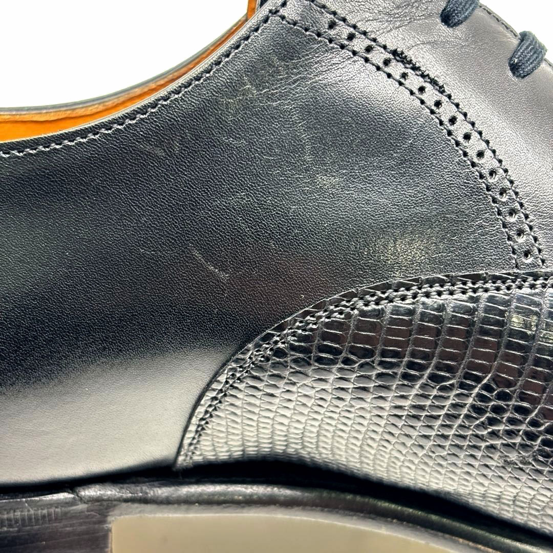 JOHN LOBB ジョンロブ ドレスシューズ 革靴 PHILIP2 カーフレザー/リザードレザー ブラック 7 1/2E(約26cm)