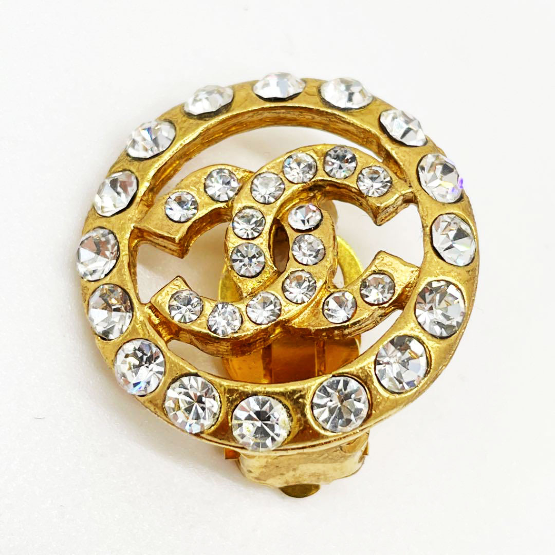CHANEL シャネル ラウンドイヤリング ココマーク ラインストーン ヴィンテージ（1970年代頃製造）