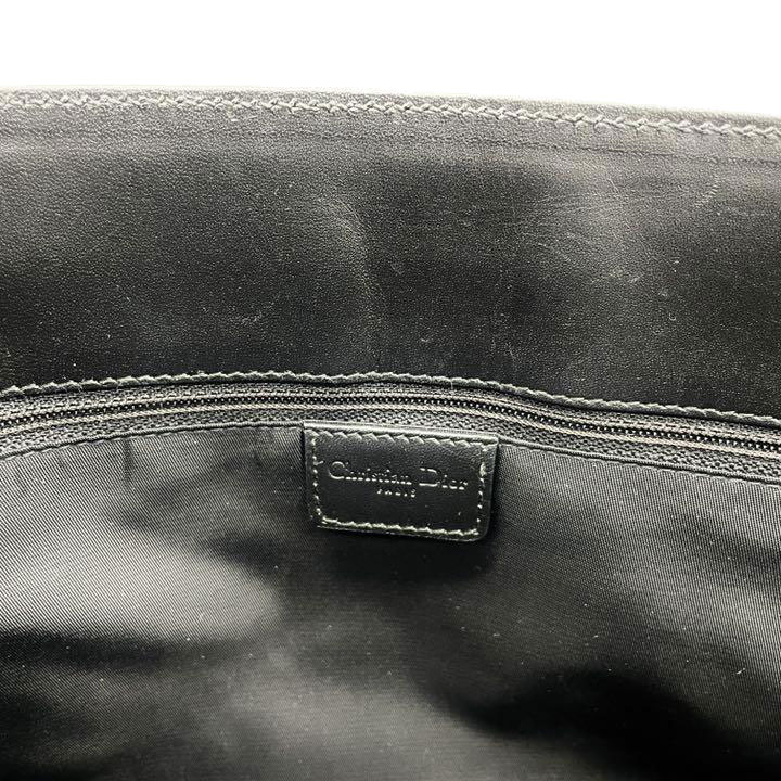 Christian Dior クリスチャンディオール ハンドバッグ トロッター柄 キャンバス レザー ブラック シルバー金具