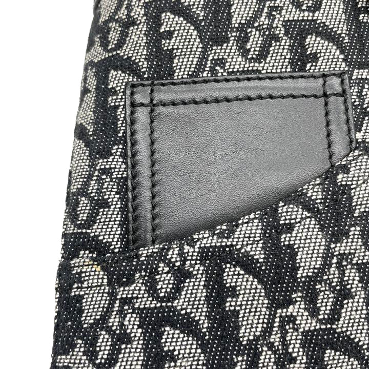 Christian Dior クリスチャンディオール ハンドバッグ トロッター柄 キャンバス レザー ブラック シルバー金具