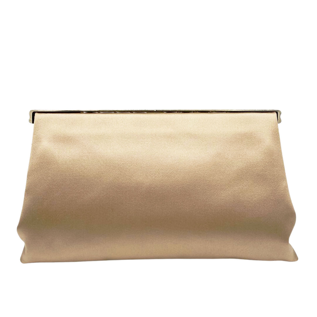VALENTINO GARAVANI ヴァレンティノ ガラヴァーニ パーティーバッグ クラッチバッグ サテン ラインストーン サンド(ゴールド系) ゴールド金具